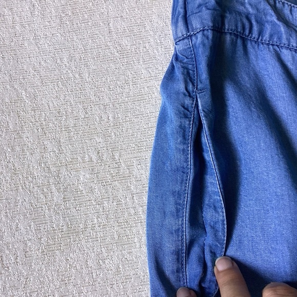 J. Jill Denim Chambray Wide Leg Pull-On Pants Woman’s Medium With Pockets Blue - Picture 3 of 12